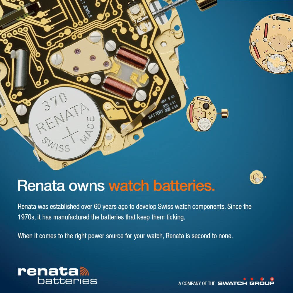 Renata 370 SR920W Batteries - 1.55V Silver Oxide 370 Watch Battery (2 Count) - Image 3
